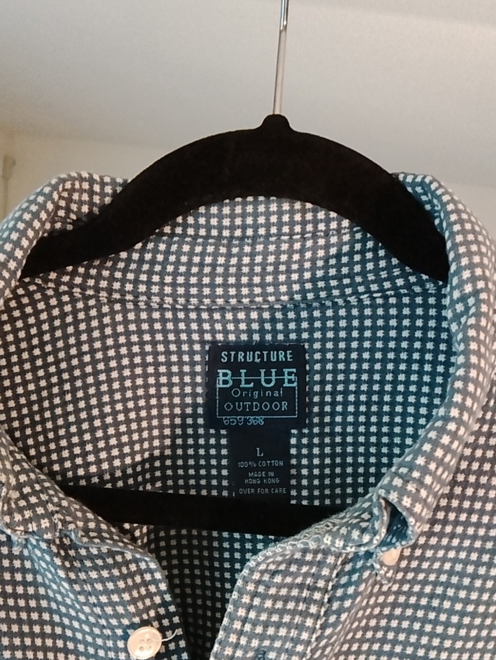 Structure Blue Check Cotton Button-Down Shirt